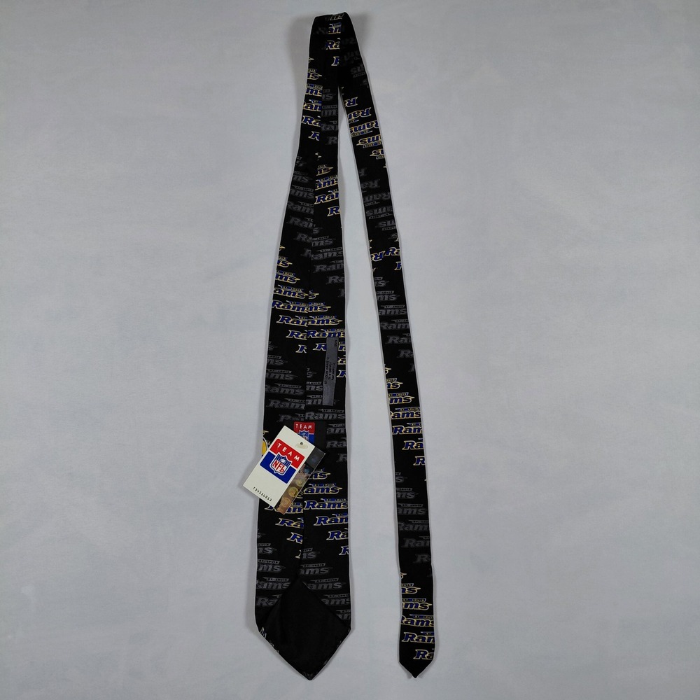 Vintage 1998 St Louis Rams NFL Silk Necktie Black Helmet Logo Ralph Marlin NWT - Picture 3 of 10